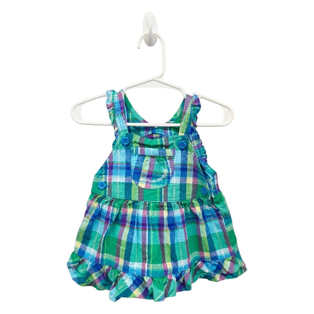 OshKosh B'gosh Baby Girls 6M Plaid Ruffle Jumper Dress